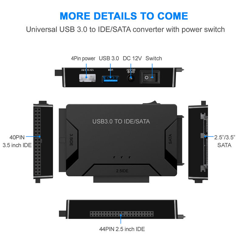 USB3.0 Hard Drive Adapter USB3.0 to SATA IDE Converter with Power Switch Multifunctional Easy Drive Cable USB3.0 Hard Drive Adapter USB3.0 to SATA IDE Converter with Power Switch Multifunctional Easy Drive Cable